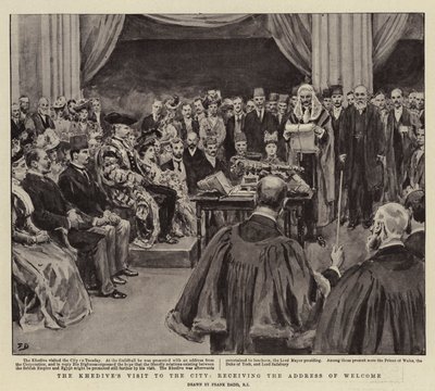 Het Bezoek van de Khedive aan de Stad, ontvangst van het Welkomstadres door Frank Dadd